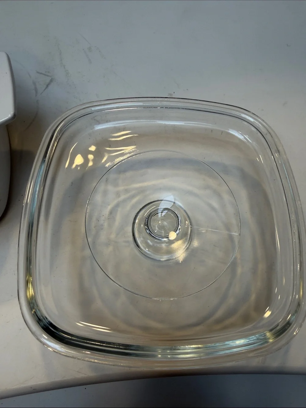 Corningware White Casserole Dish 1.5 L with Peach Floral Pattern and Glass Lid